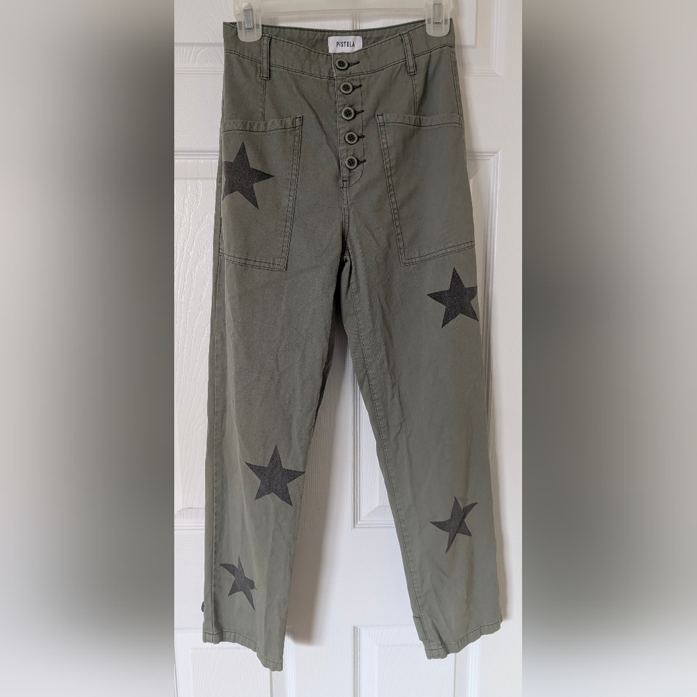 Pistola Tammy High Waisted Straight Leg Pants, Royal Honor Cotton Size 24 - Picture 13 of 16
